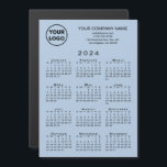 2024 Calendar Business Logo Text Light Blue Magnet<br><div class="desc">Send your customers a 2024 calendar magnetic card personalized with your logo, company name, and business contact information in black text on a light blue background. Add your logo, company name, and custom text (website, phone number, address, slogan, or other message) in the sidebar. Your logo can be any shape...</div>