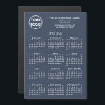 2024 Calendar Business Logo Text Navy Magnet Card<br><div class="desc">Send your customers a 2024 calendar magnetic card personalized with your logo, company name, and business contact information in white text on a navy blue background. Add your logo, company name, and custom text (website, phone number, address, slogan, or other message) in the sidebar. Your logo can be any shape....</div>