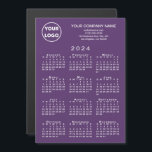 2024 Calendar Business Logo Text Purple Magnet<br><div class="desc">Send your customers a 2024 calendar magnetic card personalized with your logo, company name, and business contact information in white text on a purple background. Add your logo, company name, and custom text (website, phone number, address, slogan, or other message) in the sidebar. Your logo can be any shape. White...</div>