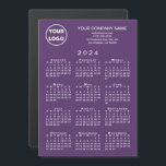 2024 Calendar Business Logo Text Purple Magnet<br><div class="desc">Send your customers a 2024 calendar magnetic card personalized with your logo, company name, and business contact information in white text on a purple background. Add your logo, company name, and custom text (website, phone number, address, slogan, or other message) in the sidebar. Your logo can be any shape. White...</div>