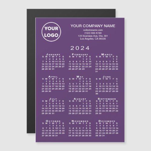 2024 Calendar Business Logo Text Purple Magnet