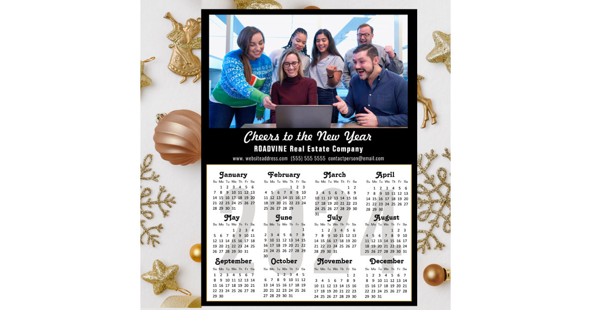 2024 Calendar Business Photo Simple Black Magnetic