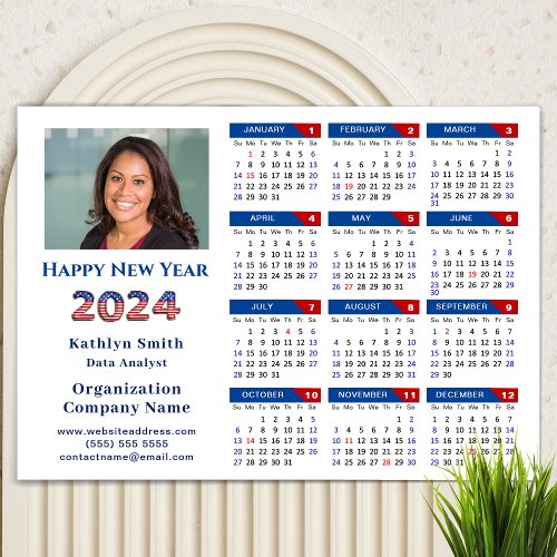 2024 Calendar Business Photo US Patriotic Magnetic