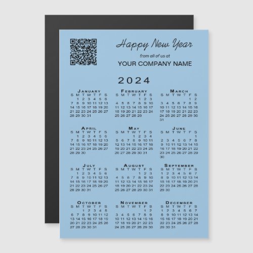 2024 Calendar Business QR Code Holiday Light Blue