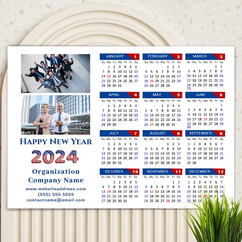 2024 Calendar Business US Patriotic Blue Magnetic