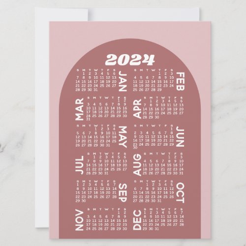 2024 Calendar _ can download mod arch retro mauve Holiday Card