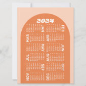 2024 Calendar - can download mod arch retro orange Holiday Card (Front)