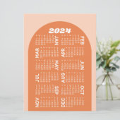 2024 Calendar - can download mod arch retro orange Holiday Card (Standing Front)