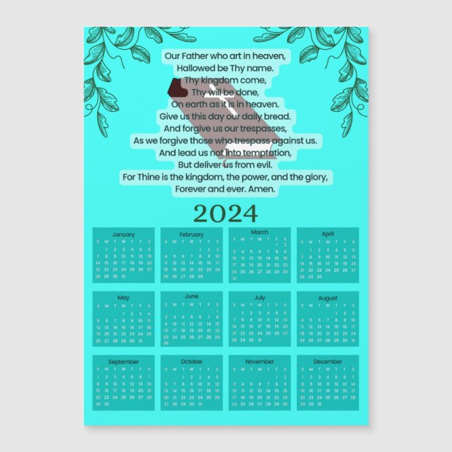 2024 Calendar - Christian Prayer Magnetic Card (Front)