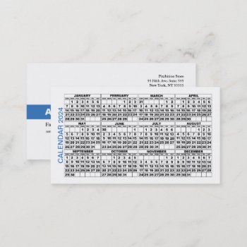 2024 Calendar Classic Business Card Blue Stripe by pixibition at Zazzle