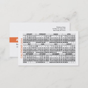 2024 Calendar Classic Business Card Orange Stripe by pixibition at Zazzle