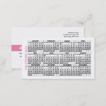 2024 Calendar Classic Business Card Pink Stripe by pixibition at Zazzle