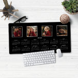 2024 Calendar Classic Modern Photo Collage Desk Mat<br><div class="desc">2024 Calendar Full Year Minimalist Classic Style Desk Mat Mouse Pad featuring your name and 4 of your favorite photos! 🌟This is for 2024🌟 This version is in chic black and white, but the colors can easily be customized! Please contact us at cedarandstring@gmail.com if you need assistance with the design...</div>