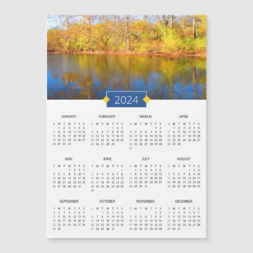 2024 Calendar Colorful Autumn Trees Magnet