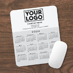 2024 Calendar Company Logo and Text Grey White Mouse Pad<br><div class="desc">Modern professional calendar mouse pad features your logo, company name, and business contact information in black text on white over a modern black 2024 calendar on a neutral grey background. Add your logo, company name, and custom text (website, phone number, address, or slogan) in the sidebar. Your logo can be...</div>