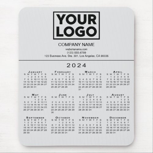 2024 Calendar Company Logo and Text on Grey Mouse Pad