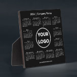 2024 Calendar Company Logo Black Business Plaque<br><div class="desc">Create your own modern 2024 calendar business desktop plaque featuring your company logo, name, and website or contact info. Replace the sample logo, name, and text with your own in the sidebar. Surrounding your logo is a small white calendar on a black background. (Changing the 2024 year text will NOT...</div>