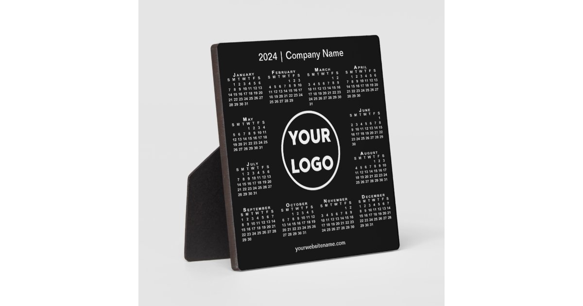 2024 Calendar Company Logo Black Business Plaque | Zazzle