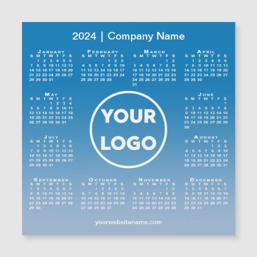 2024 Calendar Company Logo Blue Gradient Magnet