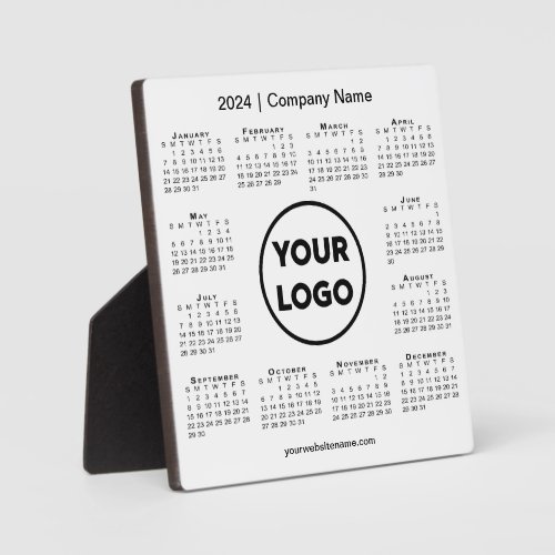 2024 Calendar Company Logo Business Desktop Plaque