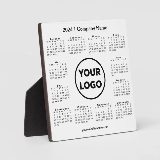 2024 Calendar Company Logo Business Desktop Plaque | Zazzle