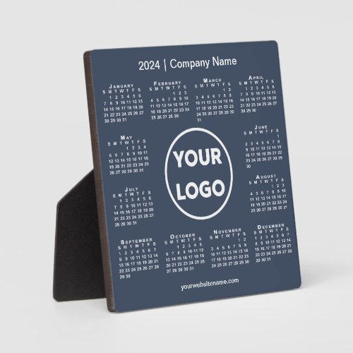 2024 Calendar Company Logo Navy Blue Business Plaque