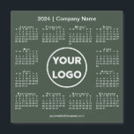 2024 Calendar Company Logo on Forest Green Magnet<br><div class="desc">Create your own modern 2024 calendar magnetic card featuring your company logo, name, and business website or contact info. Replace the sample logo, name, and text with your own in the sidebar. Surrounding your logo is a small white 2024 calendar on a forest green background. Your logo can be a...</div>