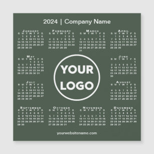 2024 Calendar Company Logo on Forest Green Magnet