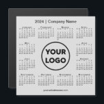 2024 Calendar Company Logo on Light Grey Magnet<br><div class="desc">Create your own modern 2024 calendar magnetic card featuring your company logo, name, and business website or contact info. Replace the sample logo, name, and text with your own in the sidebar. Surrounding your logo is a small black 2024 calendar on a neutral light grey background. Your logo can be...</div>