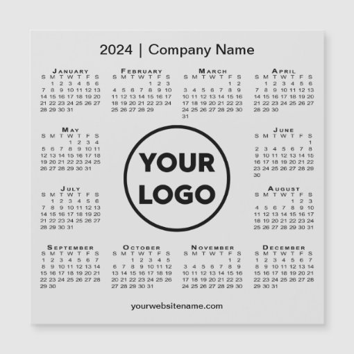 2024 Calendar Company Logo on Light Grey Magnet | Zazzle