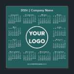 2024 Calendar Company Logo on Teal Green Magnet<br><div class="desc">Create your own modern 2024 calendar magnetic card featuring your company logo, name, and business website or contact info. Replace the sample logo, name, and text with your own in the sidebar. Surrounding your logo is a small white 2024 calendar on a teal green background. Your logo can be a...</div>