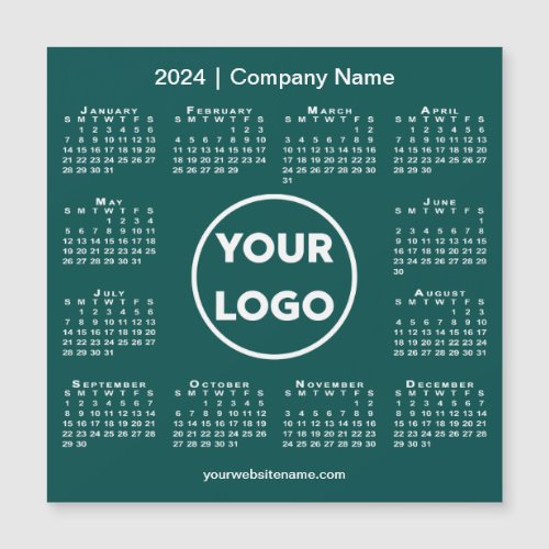 2024 Calendar Company Logo on Teal Green Magnet