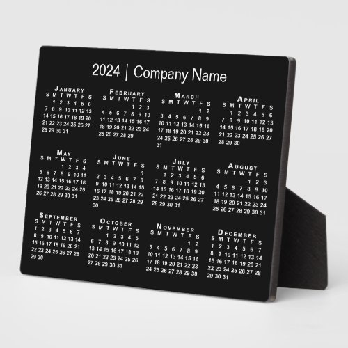 2024 Calendar Company Name Black Desktop Plaque