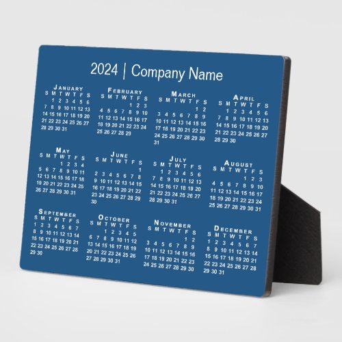 2024 Calendar Company Name Blue Desktop Plaque