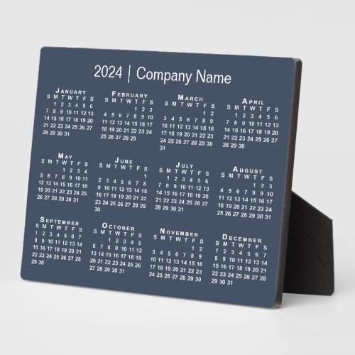 2024 Calendar Company Name Navy Blue Desktop Plaque