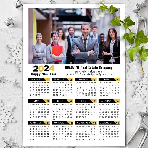 2024 Calendar Corporate Photo Black Simple Magnet