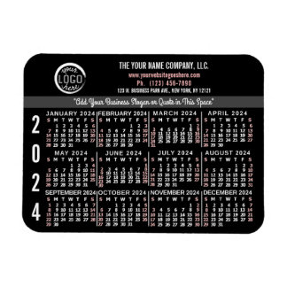 2024 Calendar Custom Business Logo Name Black Easy Magnet