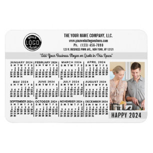 2024 Calendar Custom Business Logo Name Photo Whit Magnet