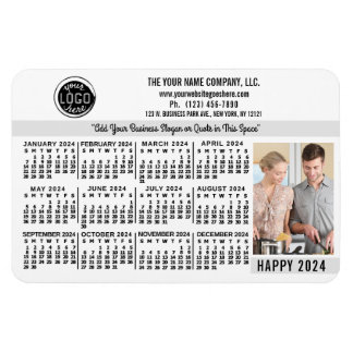 2024 Calendar Custom Business Logo Name Photo Whit Magnet