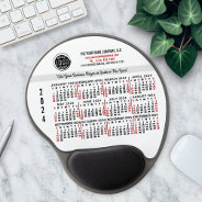 2024 Calendar Custom Business Logo Name Red White Gel Mouse Pad at Zazzle