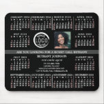 2024 Calendar Custom Business Logo Photo Text Easy Mouse Pad<br><div class="desc">These professional-looking 2024 calendar mousepads are perfect for your company office branding. They have large, easy-to-read, bold numbers in white and light-red on black. In the center, brand your business with your corporate logo and photo. On the gray rectangle / stripe in the center, add your own attention-grabbing quote or...</div>
