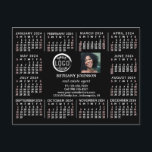 2024 Calendar Custom Business Logo Photo Text Easy Postcard<br><div class="desc">These professional-looking 2024 calendar postcards are perfect for your company office branding and advertising. They have bold numbers in white and light-red on black. In the center, brand your business with your corporate logo and photo. Below that, there is room for your name, business title, phone number, website, and address...</div>