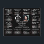 2024 Calendar Custom Business Logo Photo Text Easy Postcard<br><div class="desc">These professional-looking 2024 calendar postcards are perfect for your company office branding and advertising. They have bold numbers in white and light-red on black. In the center, brand your business with your corporate logo and photo. Below that, there is room for your name, business title, phone number, website, and address...</div>