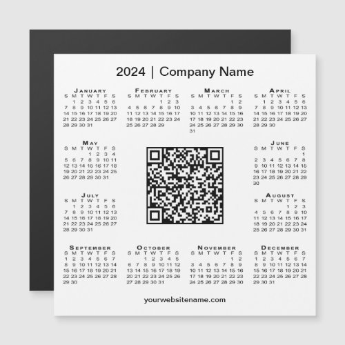 2024 Calendar Custom Business QR Code White Magnet