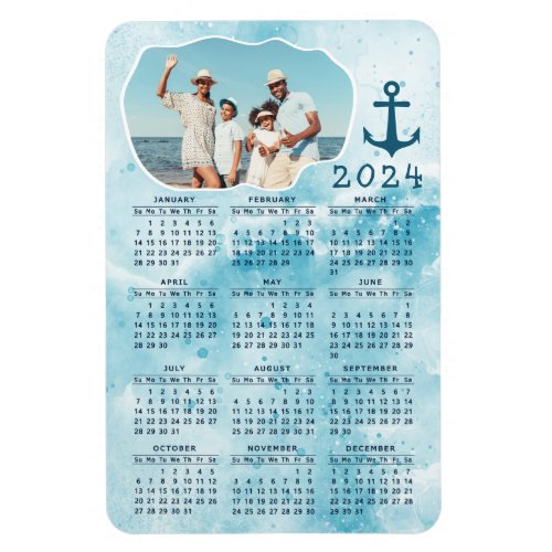 2024 Calendar Custom Photo Coastal Magnet
