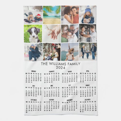 2024 Calendar Custom Photo Collage Kitchen Towel