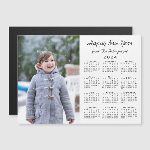 2024 Calendar Custom Photo Happy New Year Magnet
