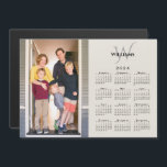 2024 Calendar Custom Photo Monogram Beige Magnet<br><div class="desc">Modern 2024 calendar magnetic card features your vertical photo on the left and your monogram and name above the black calendar on the right on a neutral beige background. Replace the sample image and text with your own in the sidebar. Makes a great stocking stuffer or holiday gift for family....</div>