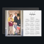 2024 Calendar Custom Photo Monogram Name Magnet<br><div class="desc">Modern 2024 calendar magnet card features your vertical photo on the left and your monogram and name above the black calendar on the right on a white background. Replace the sample image and text with your own in the sidebar. Makes a great stocking stuffer or holiday gift for family. Includes...</div>