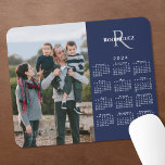 2024 Calendar Custom Photo Monogram Name Navy Mouse Pad<br><div class="desc">Modern 2024 calendar features your photo on the left and your monogram and name above the vertical white calendar on the right on a navy blue background. Replace the sample image and text with your own in the sidebar. Makes a great gift for family. If you'd like to change the...</div>
